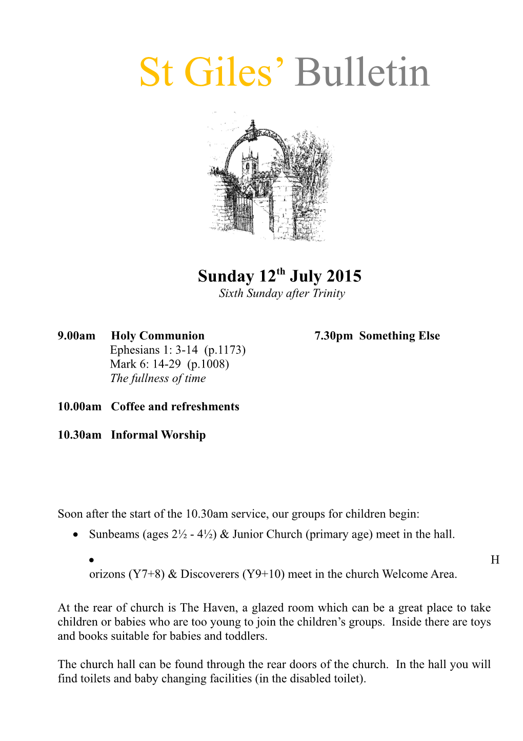 St Giles Weekly Newsletter