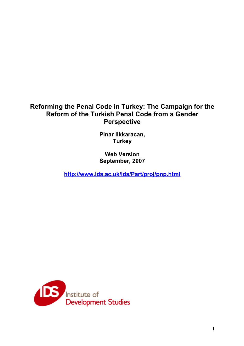 Sexuality and the Reform of the Penal Code in Turkey