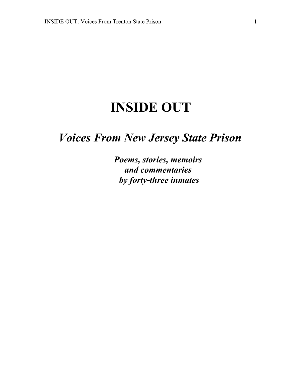 INSIDE OUT: Voices from Trenton State Prison