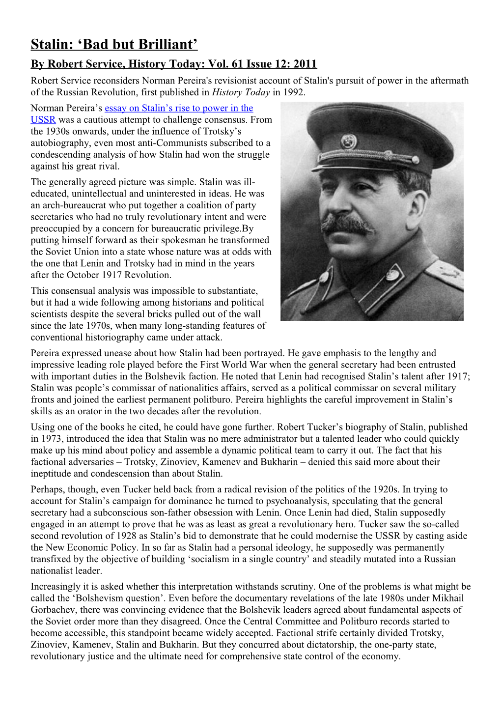 Stalin: Bad but Brilliant