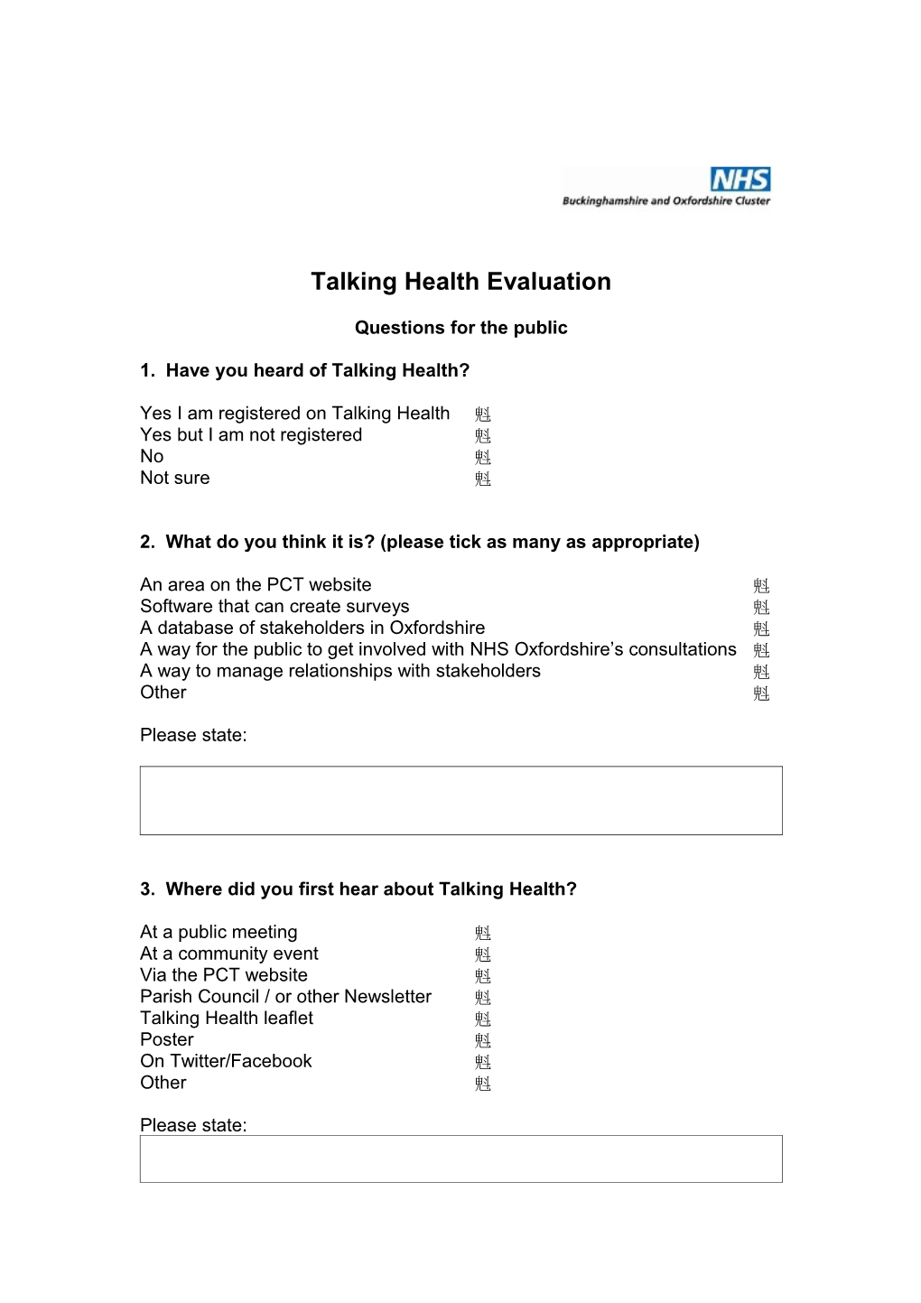 Talking Health Evaluation