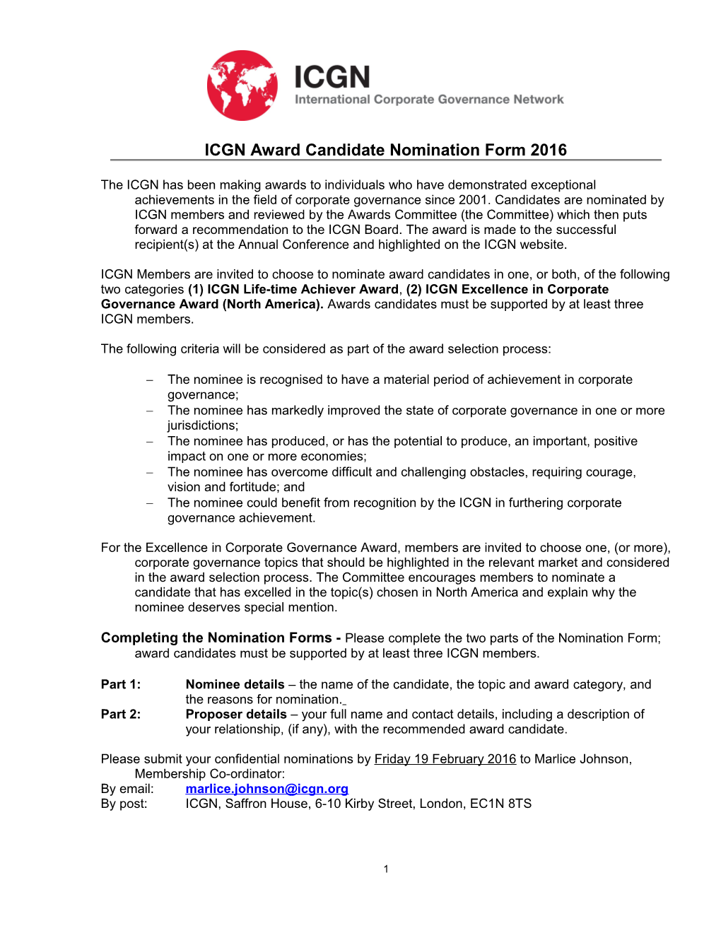 ICGN Award Candidatenomination Form 2016