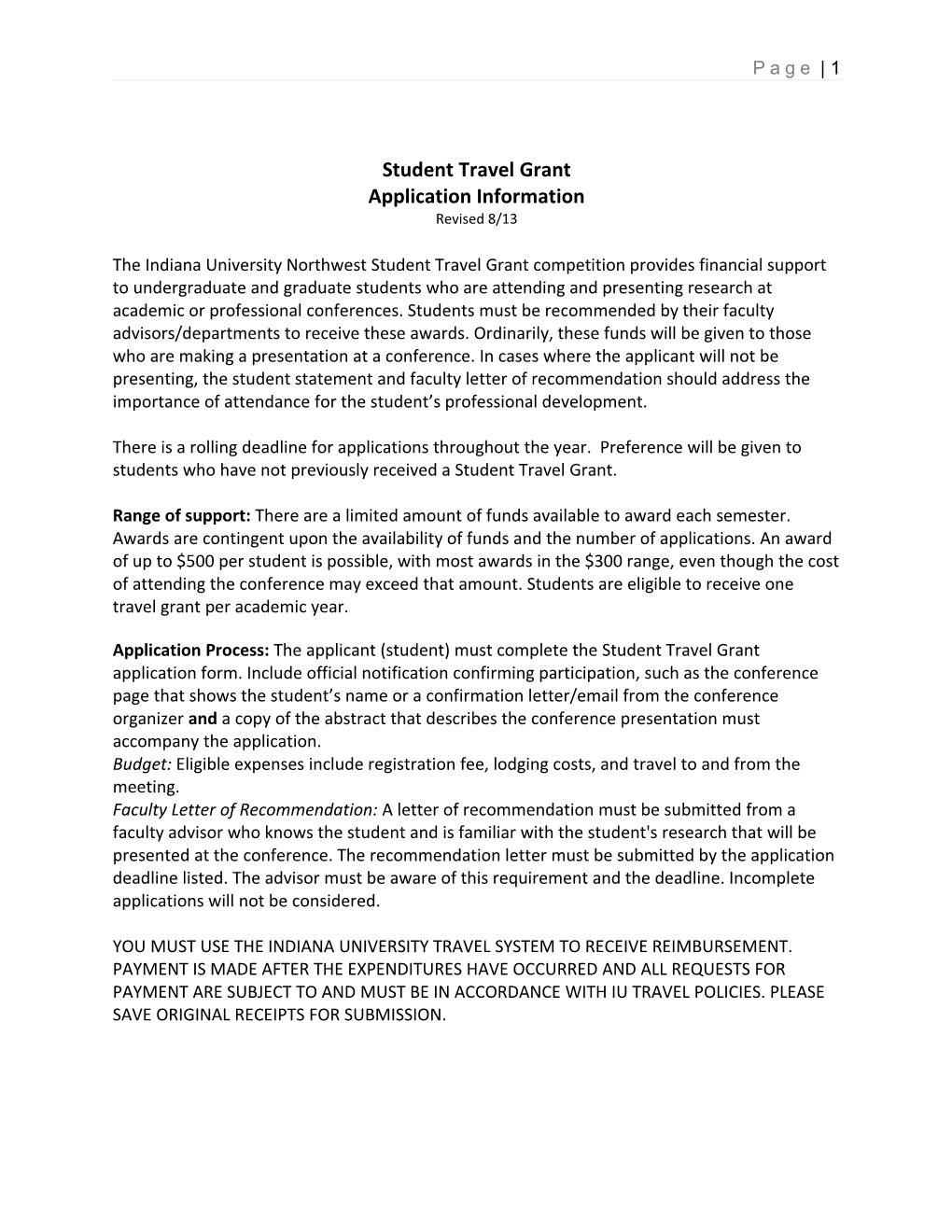 Student Travel Grant