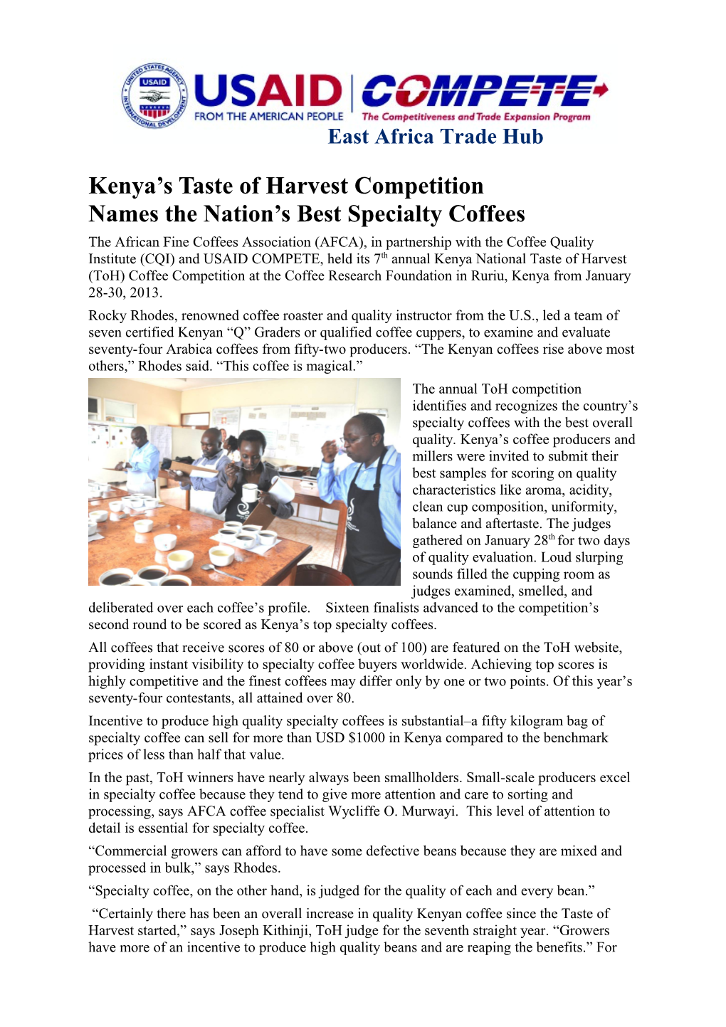 Kenya S Taste of Harvest Competition Names the Nation S Best Specialty Coffees