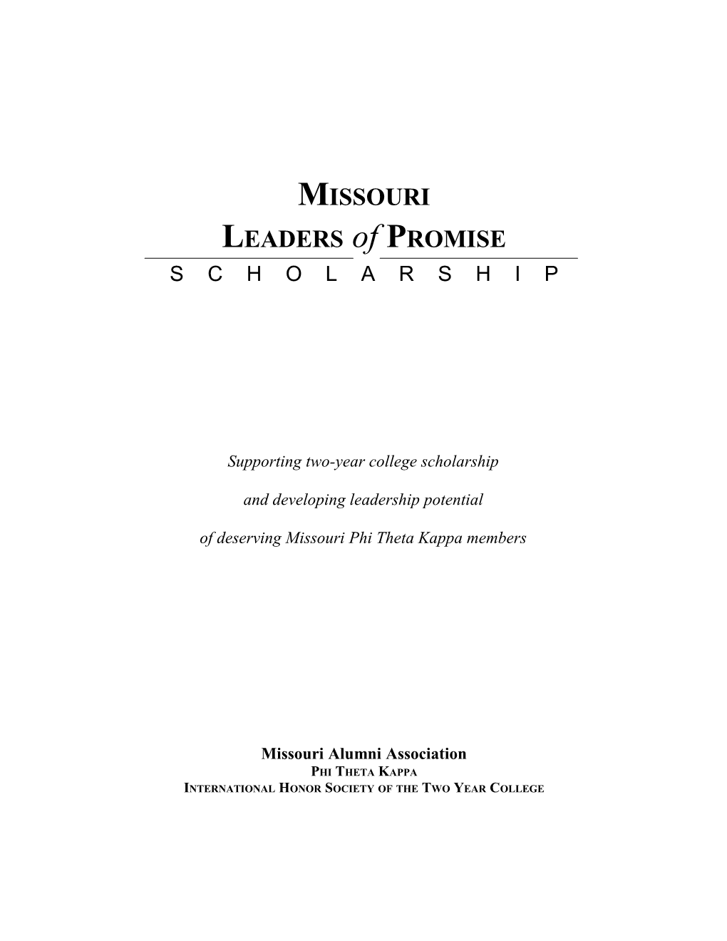 Missouri Leaders of Promise Scholarship