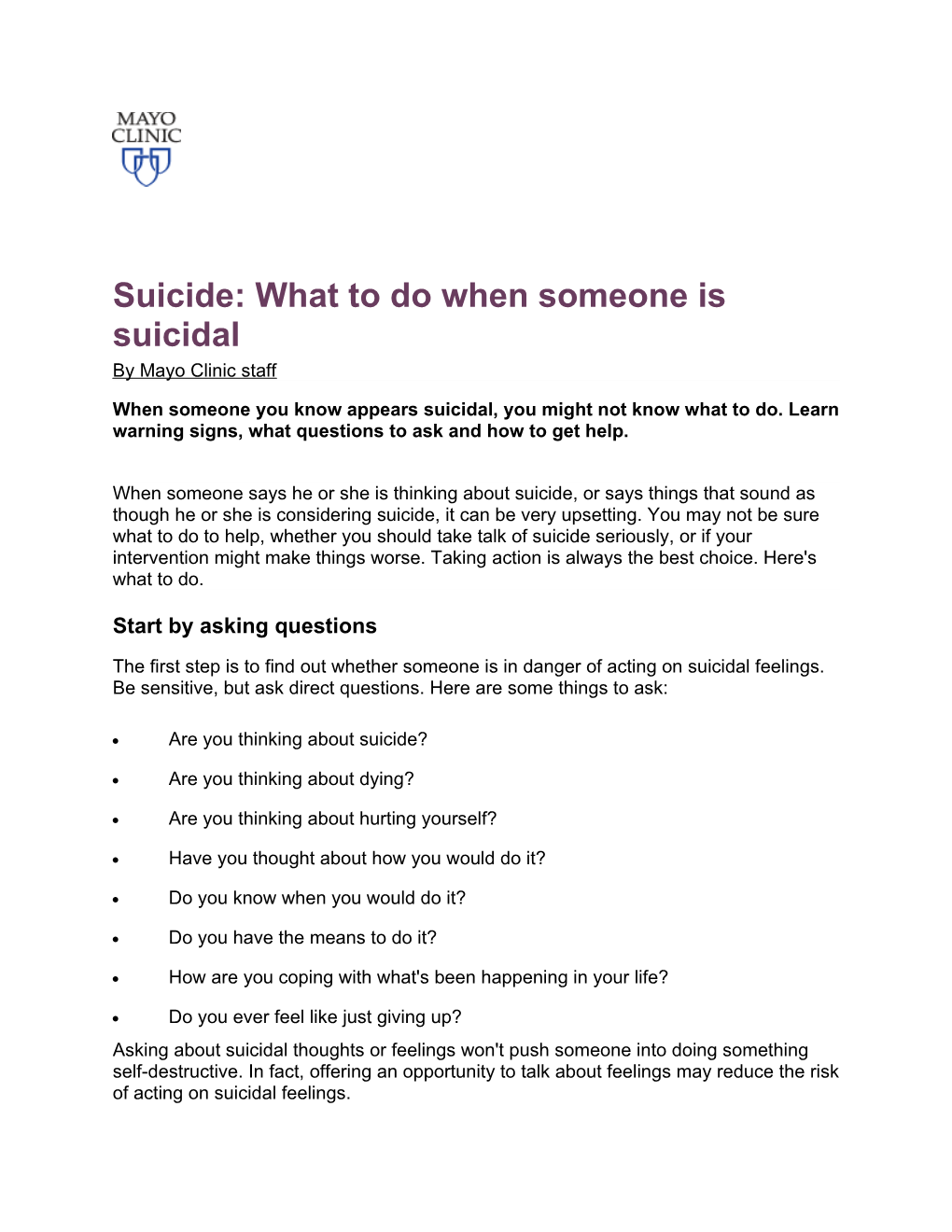 Suicide: What to Do When Someone Is Suicidal