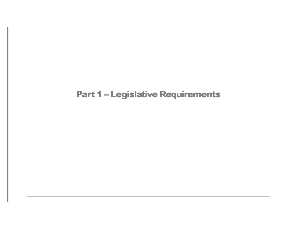 Part 1 Legislative Requirements