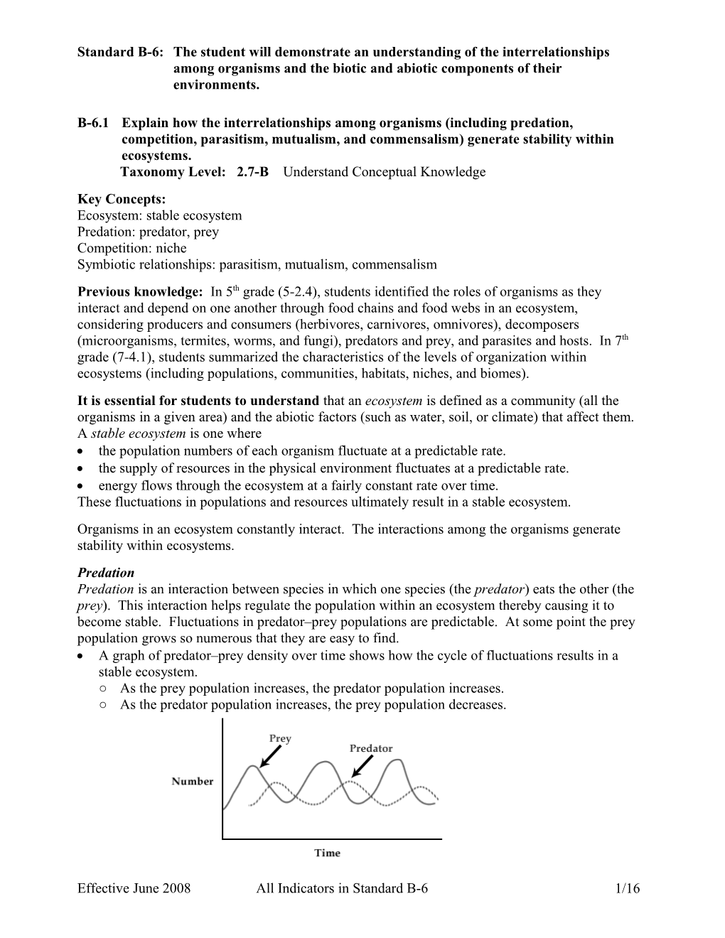 Standard B-6:The Student Will Demonstrate an Understanding of the Interrelationships Among