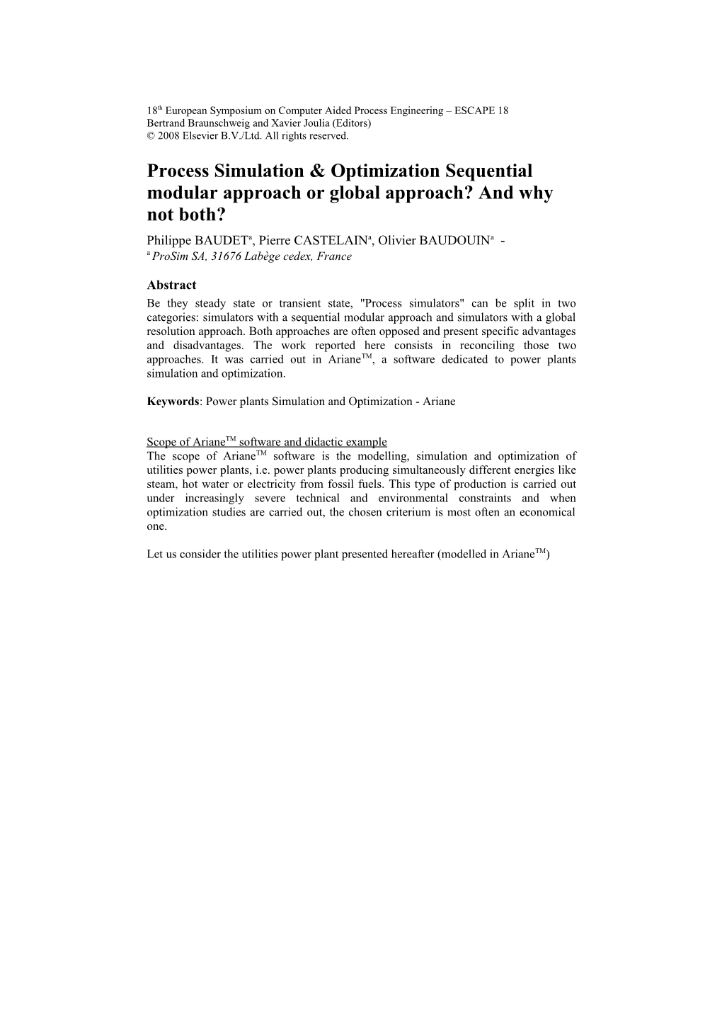 Process Simulation & Optimizationsequential Modular Approach Or Global Approach? and Why