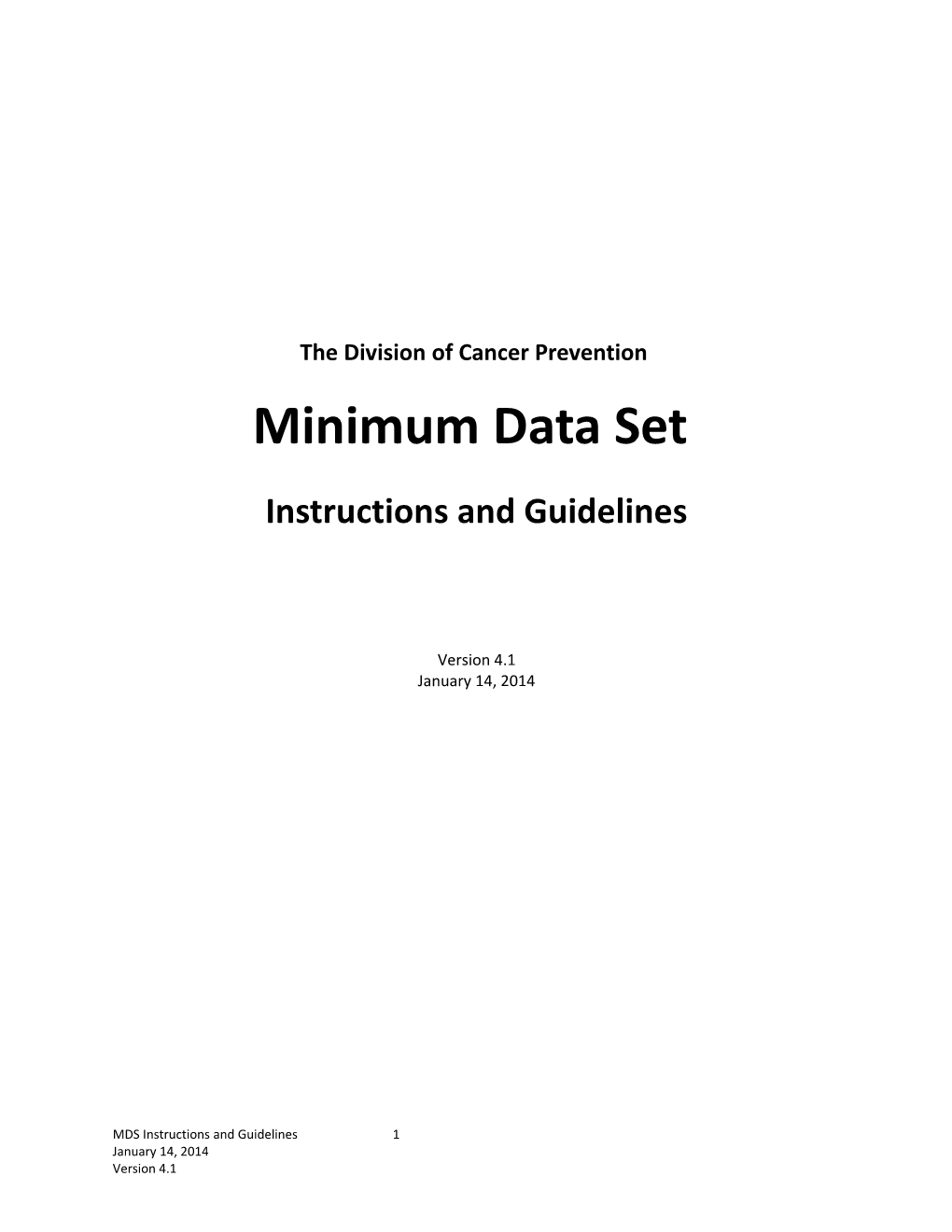 DCP Minimum Data Set Instructions and Guidelines