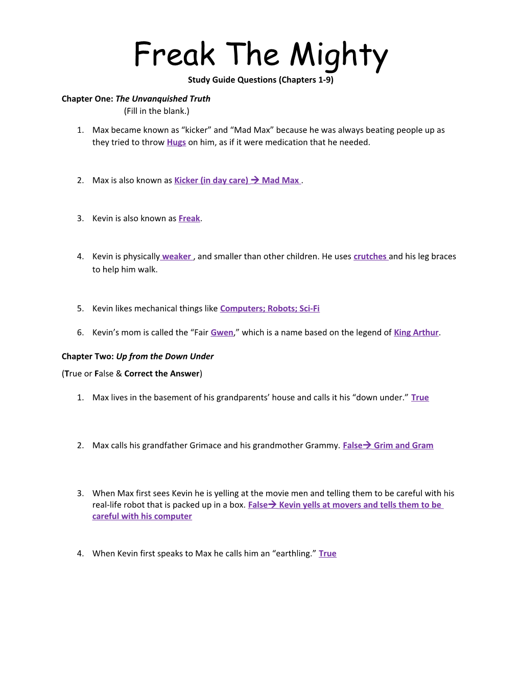 Study Guide Questions (Chapters 1-9)