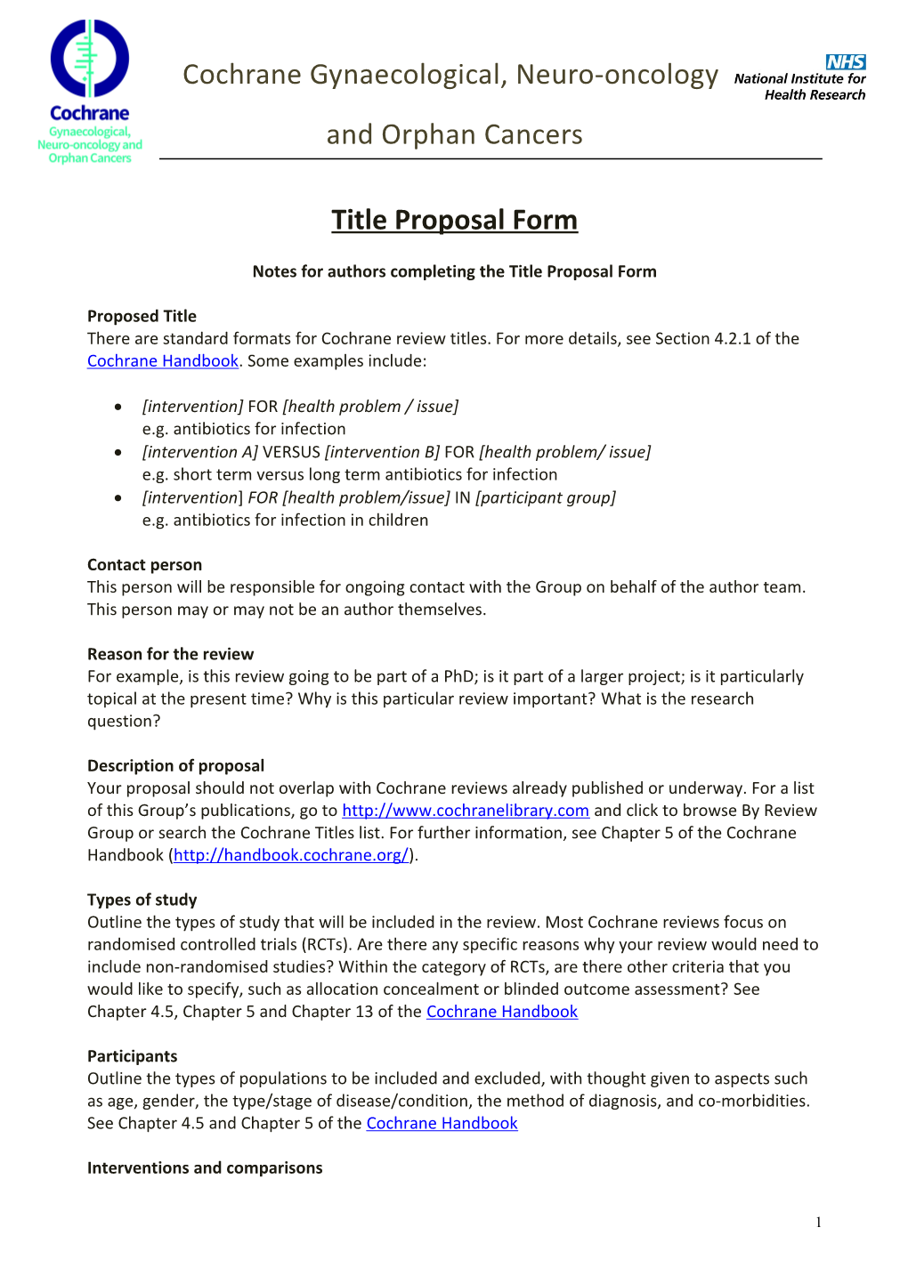 Notes for Authors Completing the Title Proposal Form