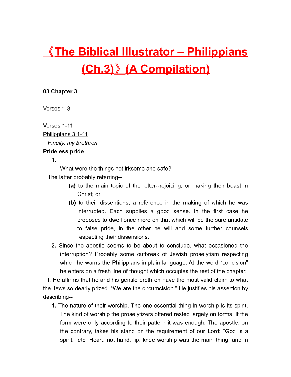 The Biblical Illustrator Philippians (Ch.3) (A Compilation)