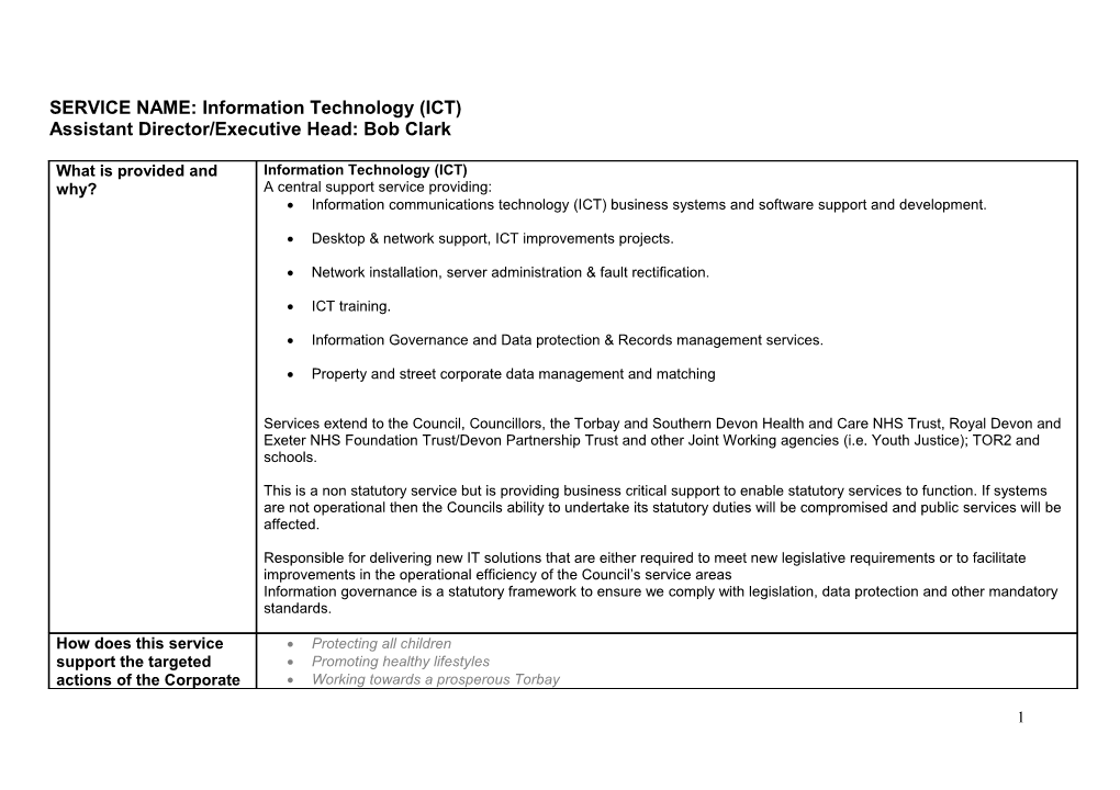 SERVICE NAME:Information Technology (ICT)