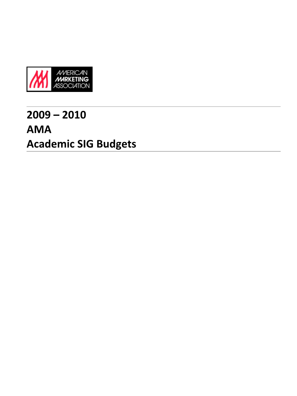 Academic SIG Budgets