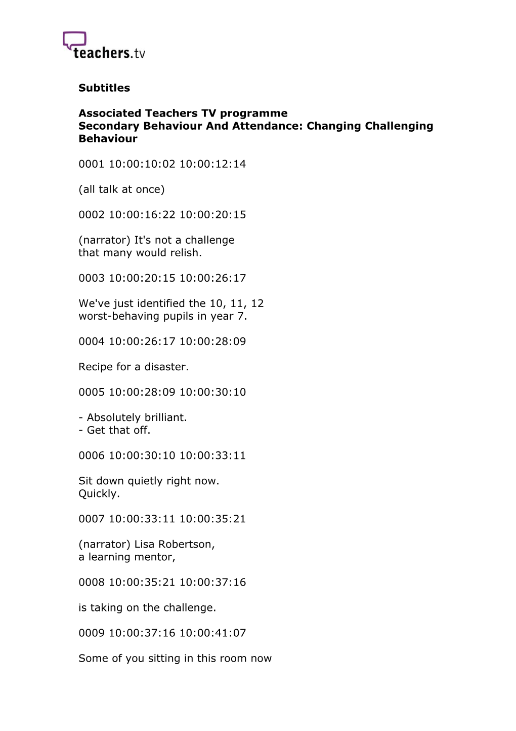 Secondarybehaviourandattendance: Changing Challenging Behaviour