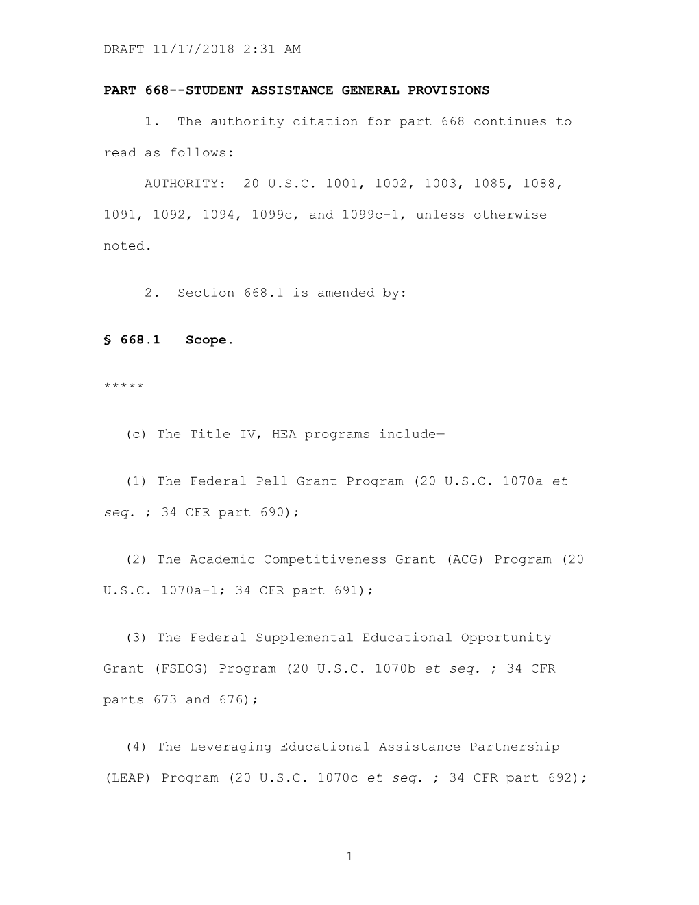 Teach Grant Program - Draft Conforming Statutory Language (MS Word)