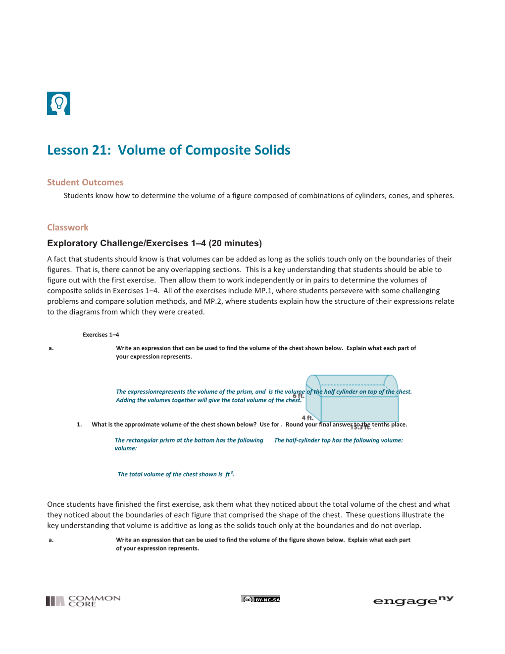 Lesson 21: Volume of Composite Solids