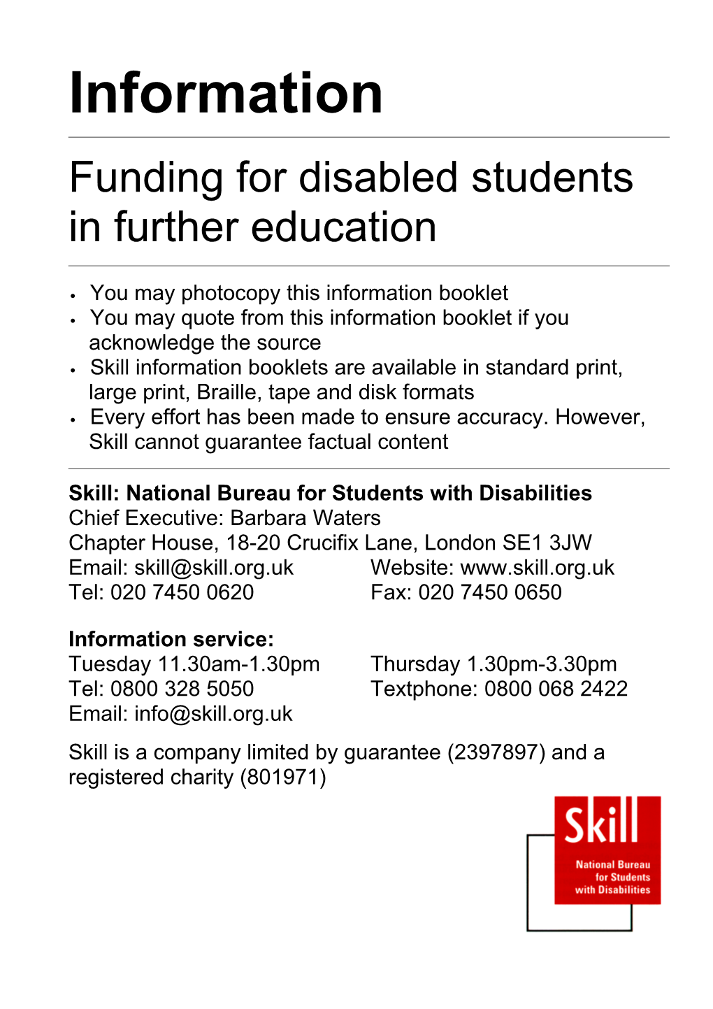 6. Funding for Students with Disabilities in Further Education