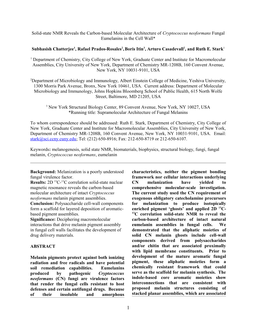 Using Solid-State NMR to Monitor the Molecular Consequences of Cryptococcus Neoformans