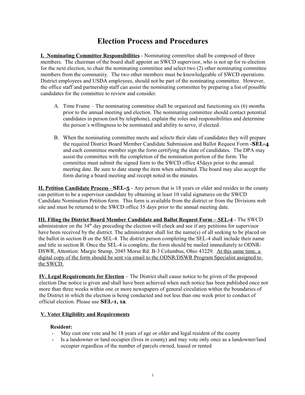 Election Process and Procedures