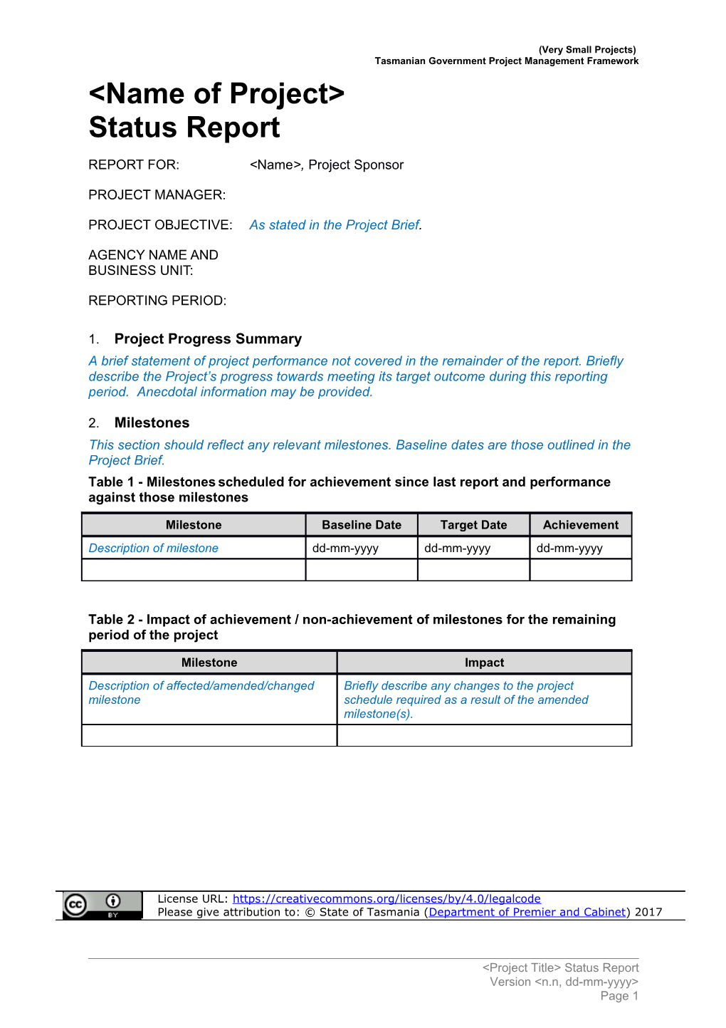 PM 030 Project Status Report: Template and Guide