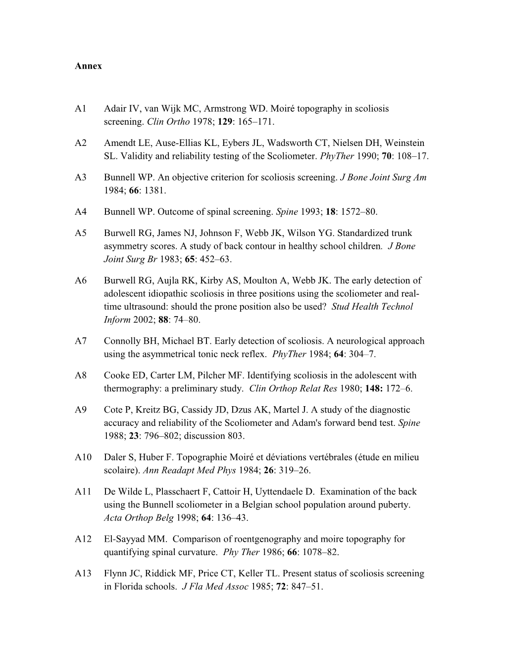 A1adair IV, Van Wijk MC, Armstrong WD. Moiré Topography in Scoliosis Screening. Clin Ortho