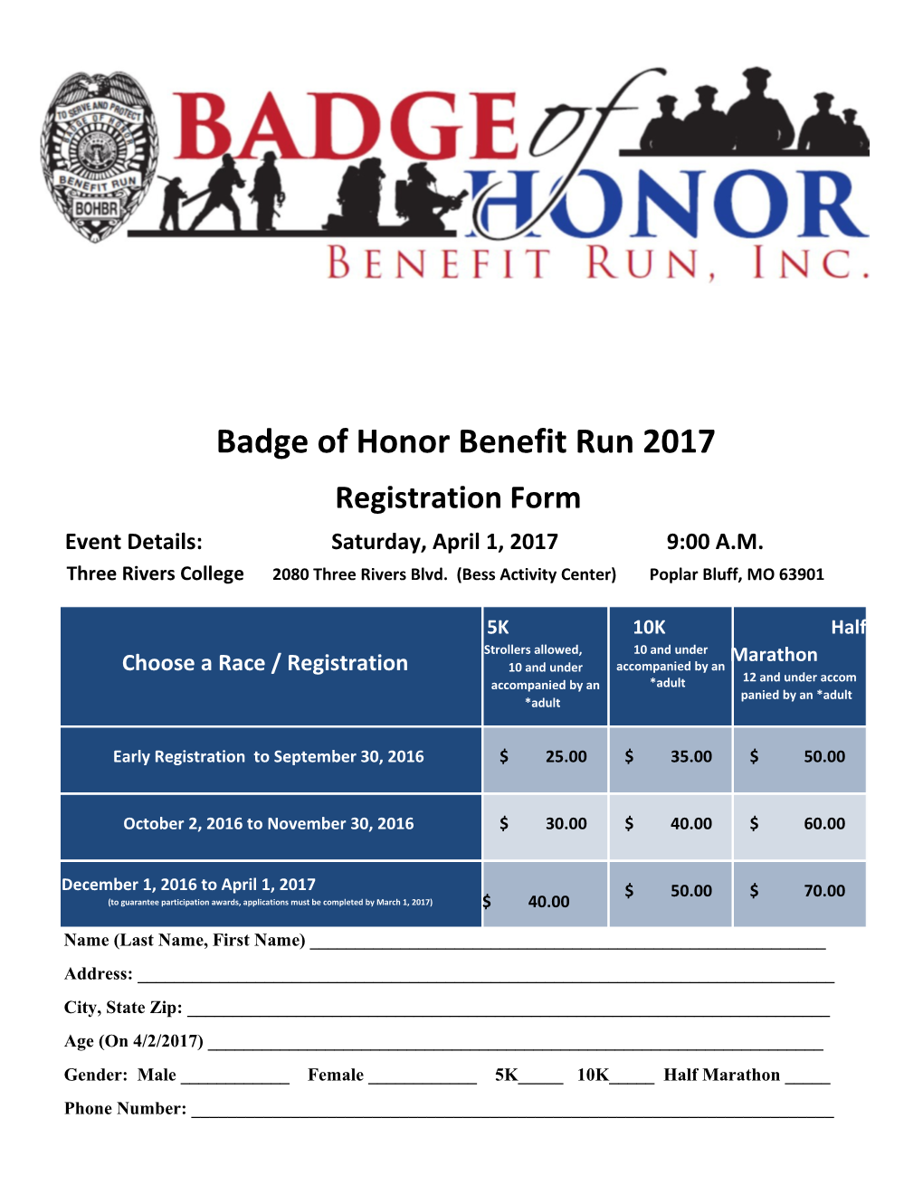 Badge of Honor Benefit Run 2017
