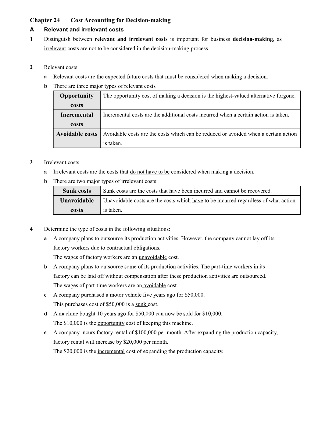 Chapter 24 Cost Accounting for Decision-Making