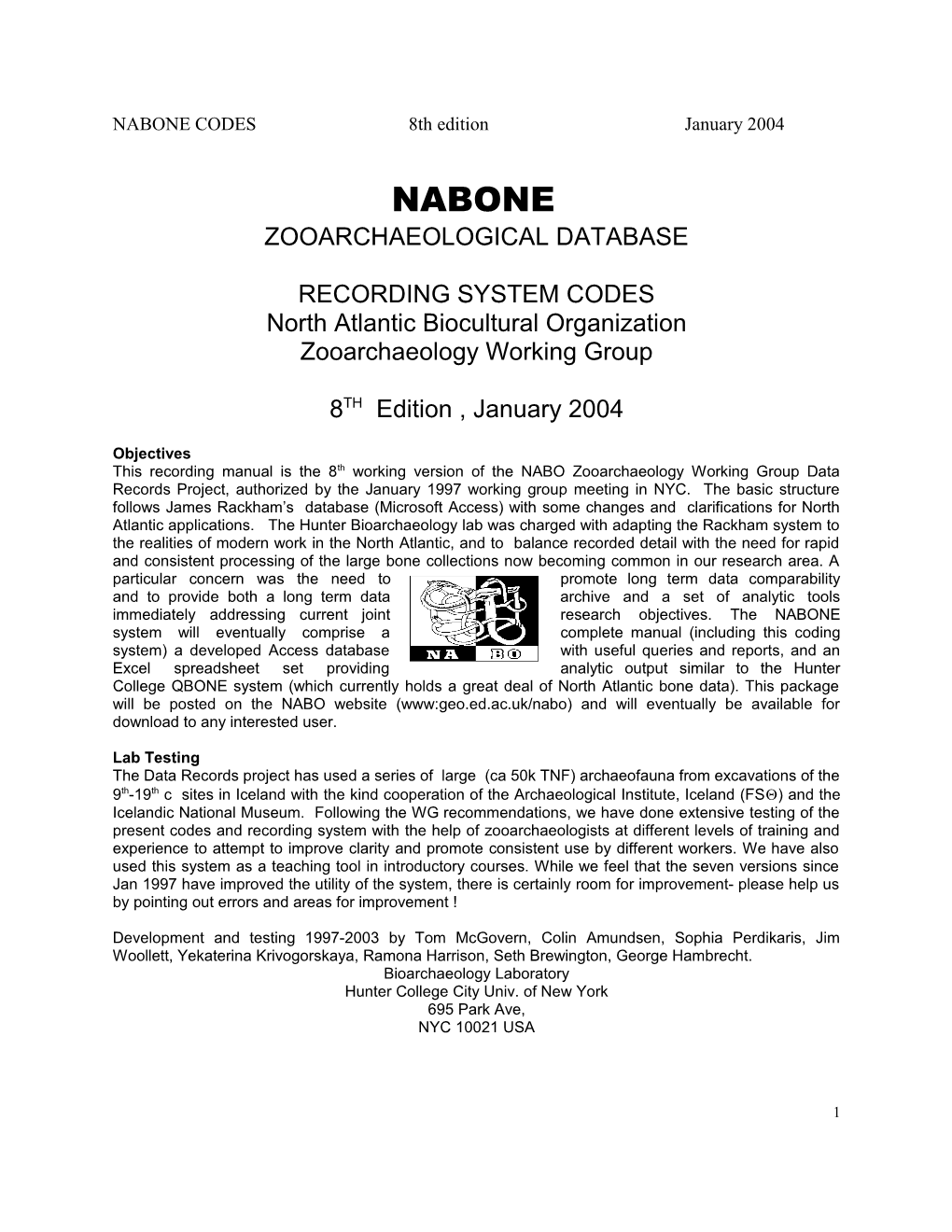 NABONE Codes8th Editionjanuary 2004