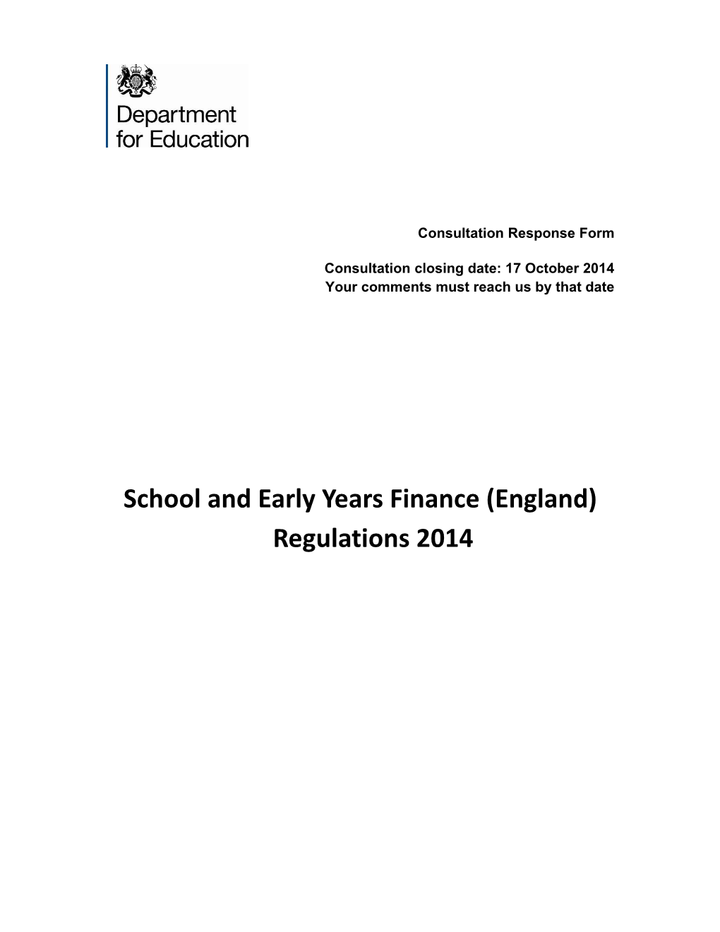 School and Early Years Finance (England) Regulations 2014