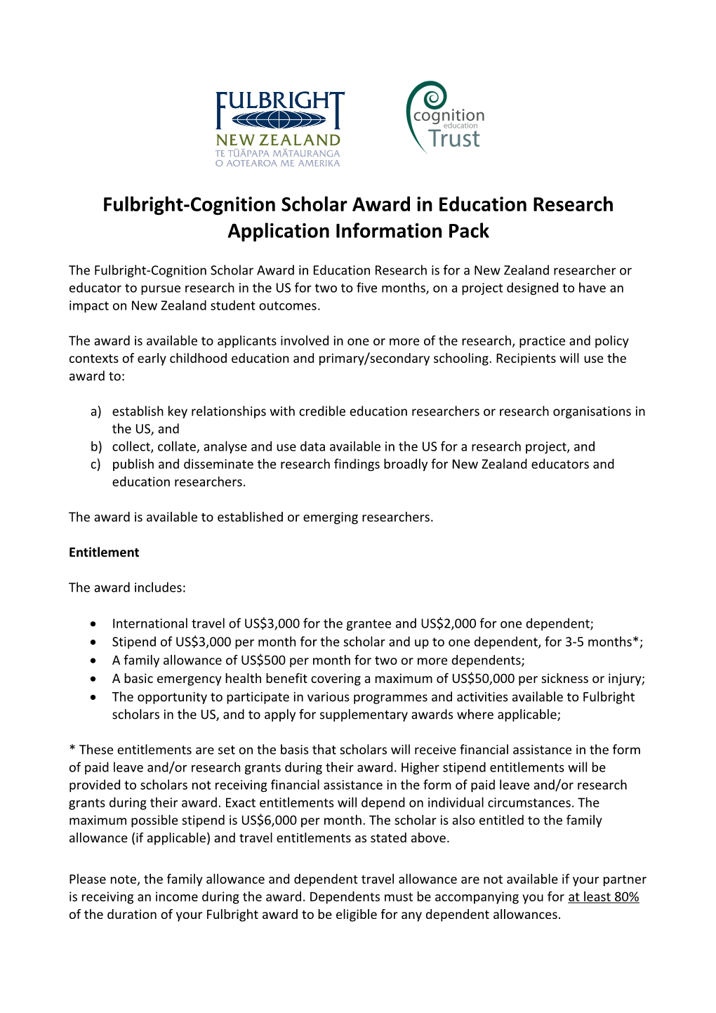 Fulbright-Cognition Scholar Award in Education Research