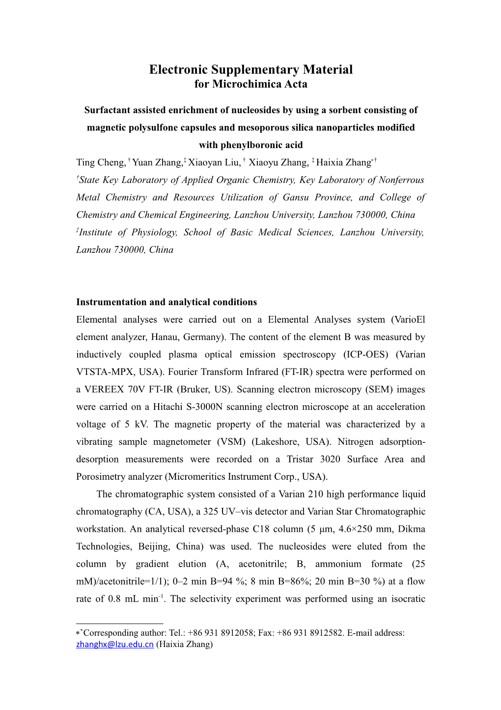 Supplementary Material for Microchimica Acta