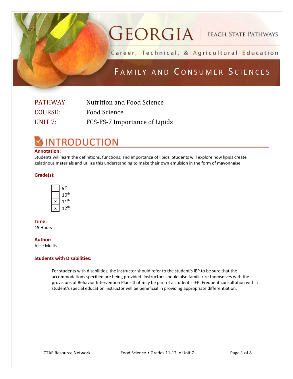PATHWAY: Nutrition and Food Science