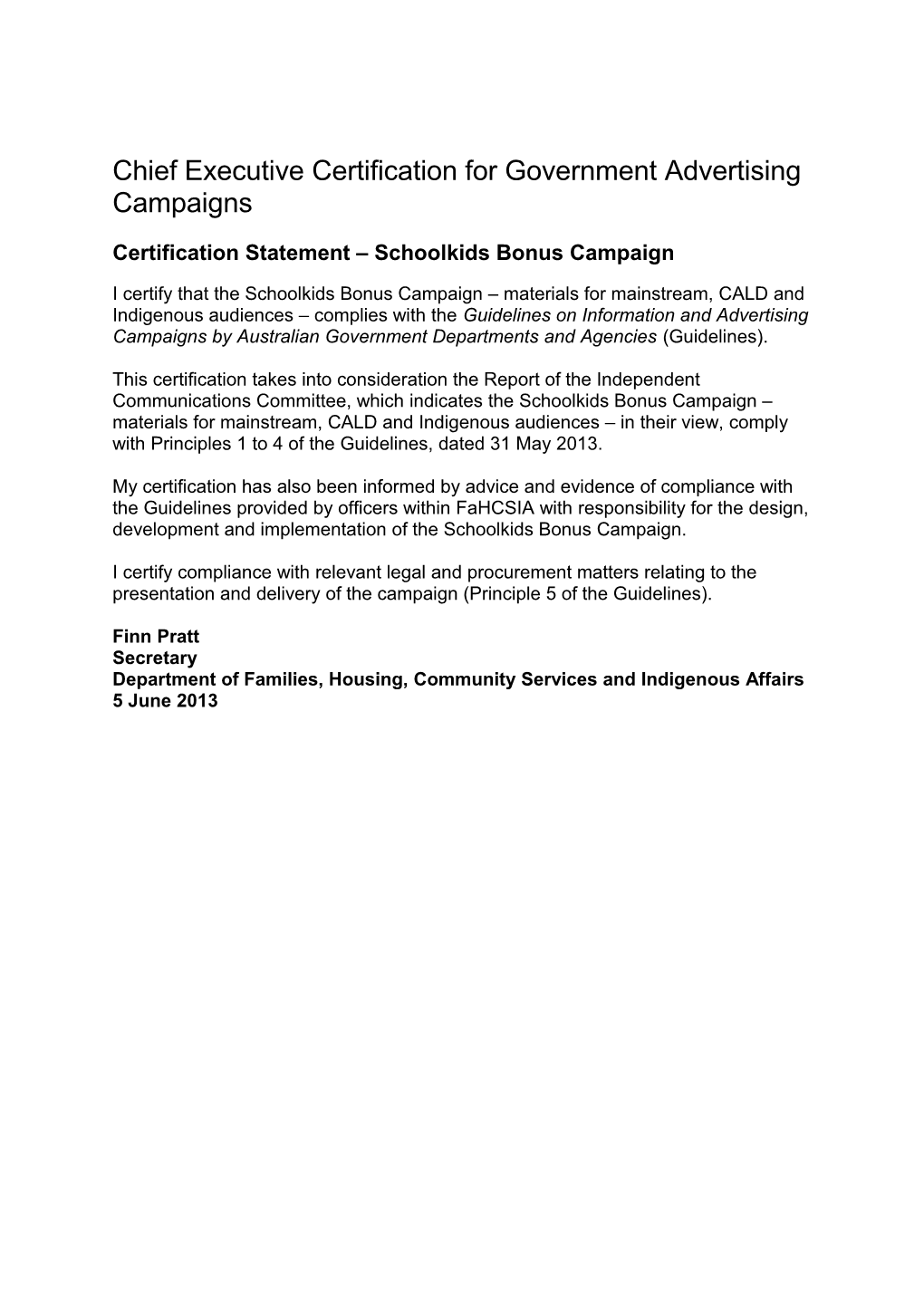 Certification Statement Schoolkids Bonus Campaign