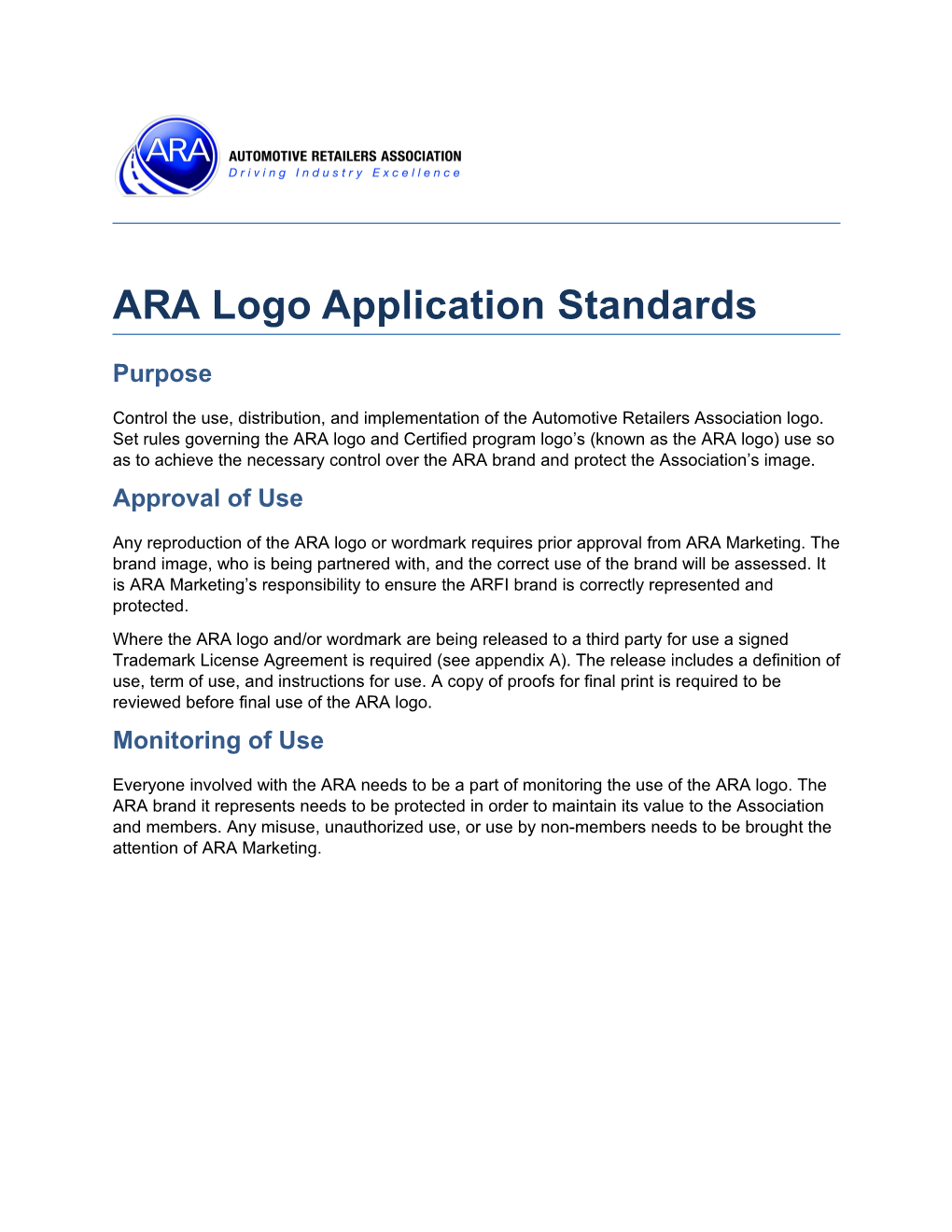 ARA Logo Application Standards