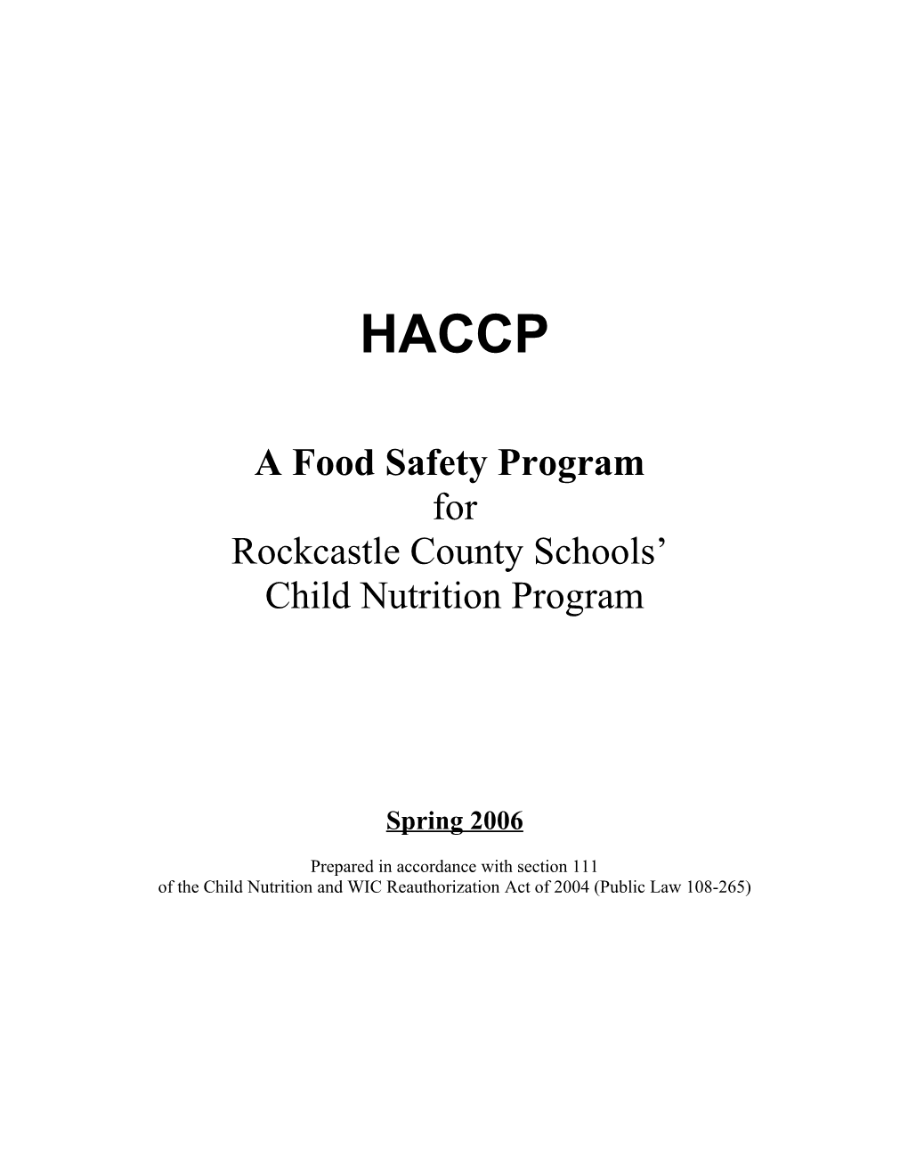 A Food Safety Program