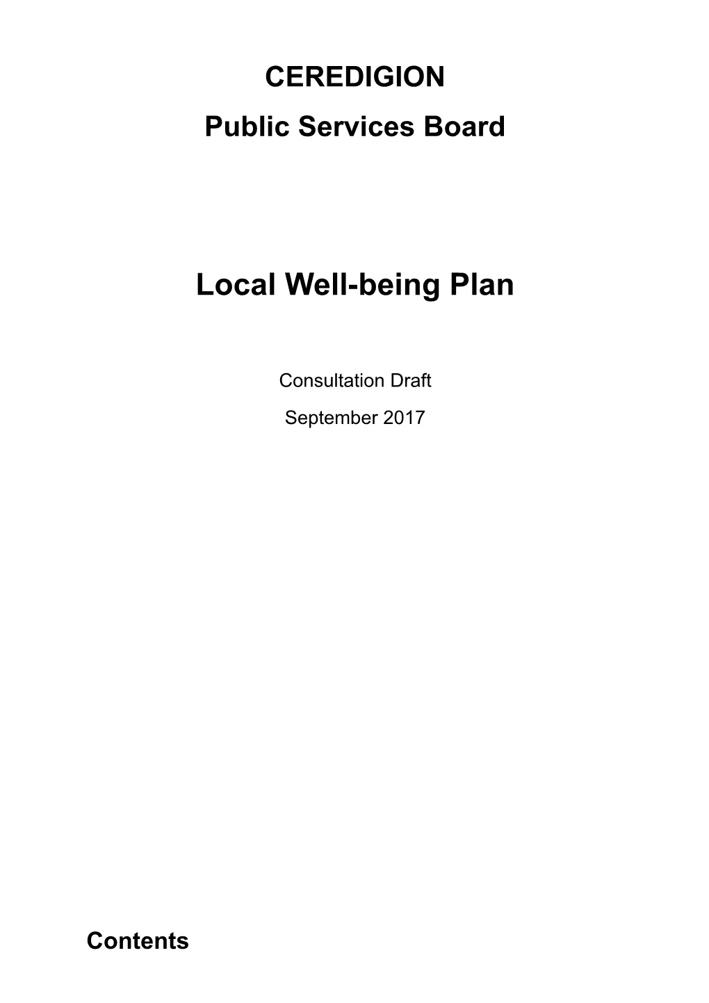 Local Well-Being Plan