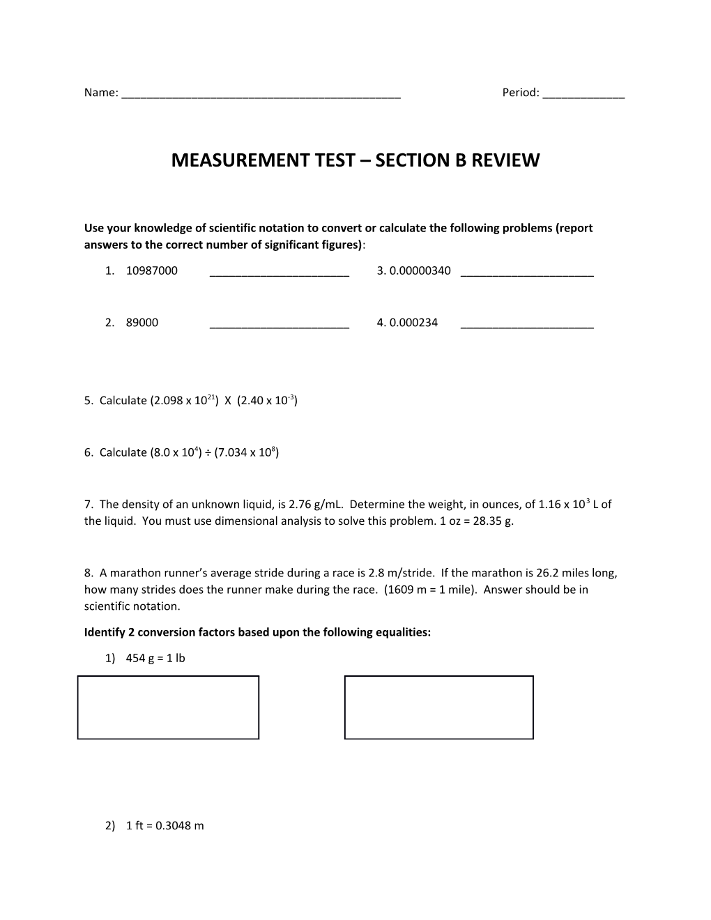 Measurement Unit 1, Section B