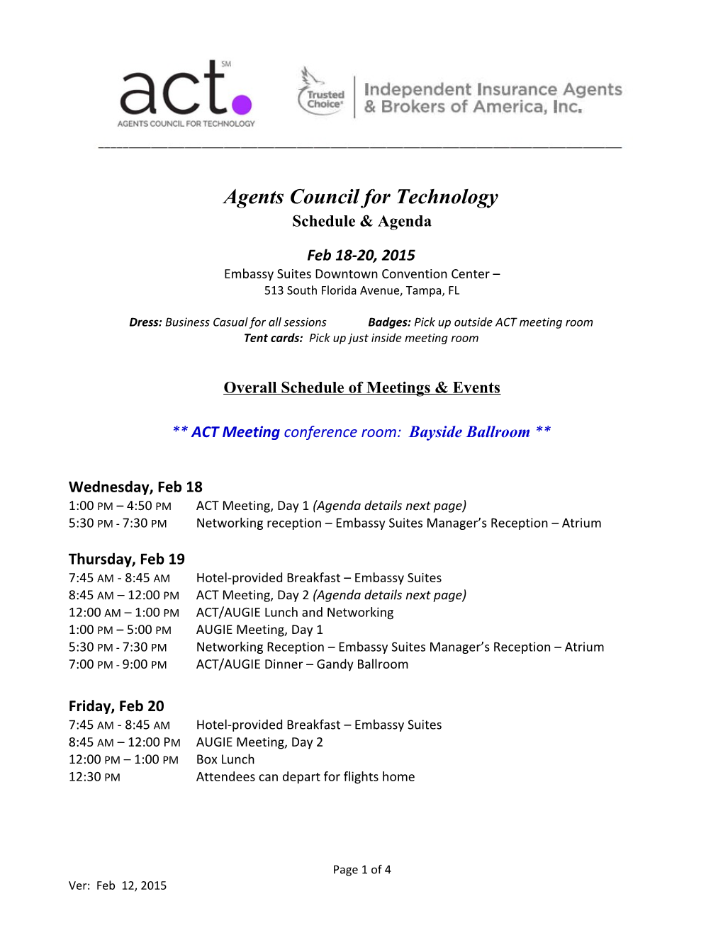 Feb 18-19, 2015 ACT Meeting - Agenda