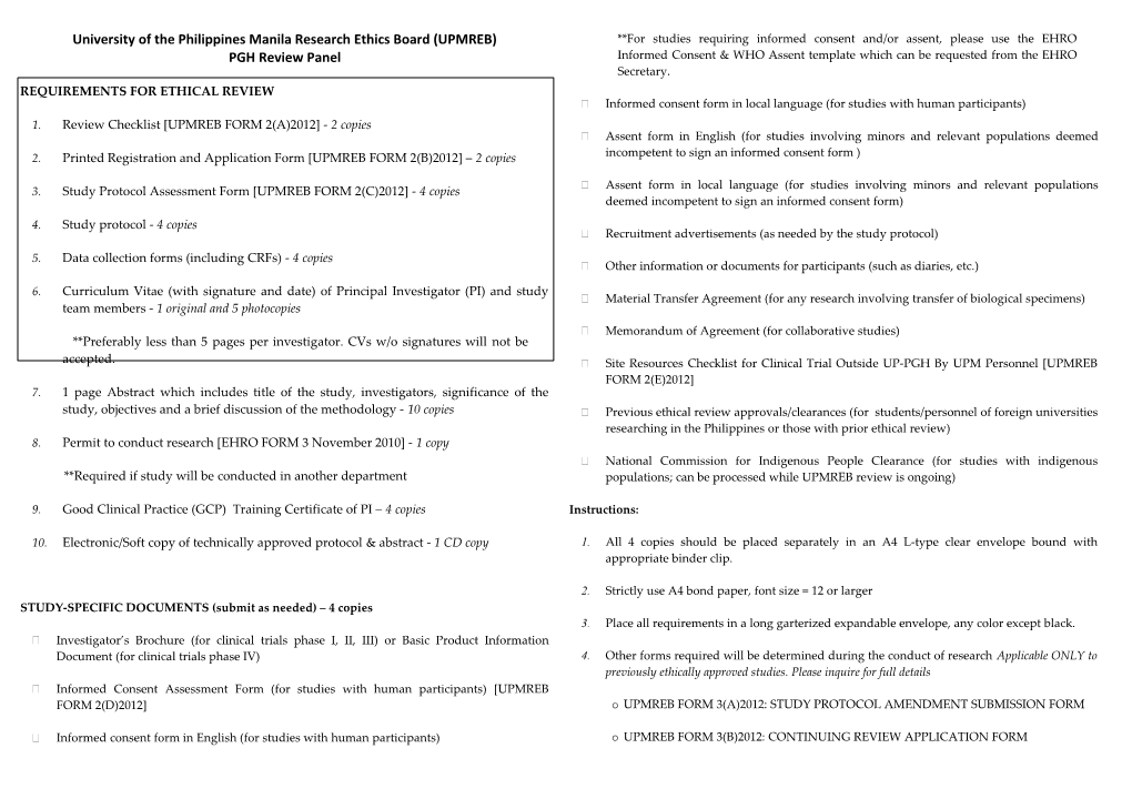 University of the Philippines Manila Research Ethics Board (UPMREB)