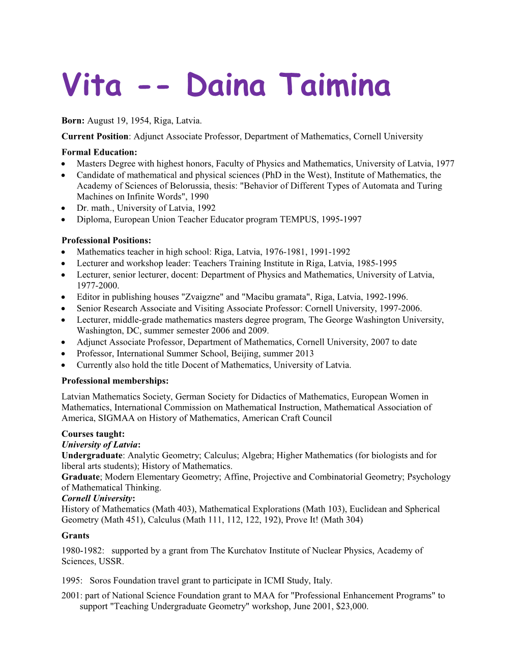 Vita Daina Taimina