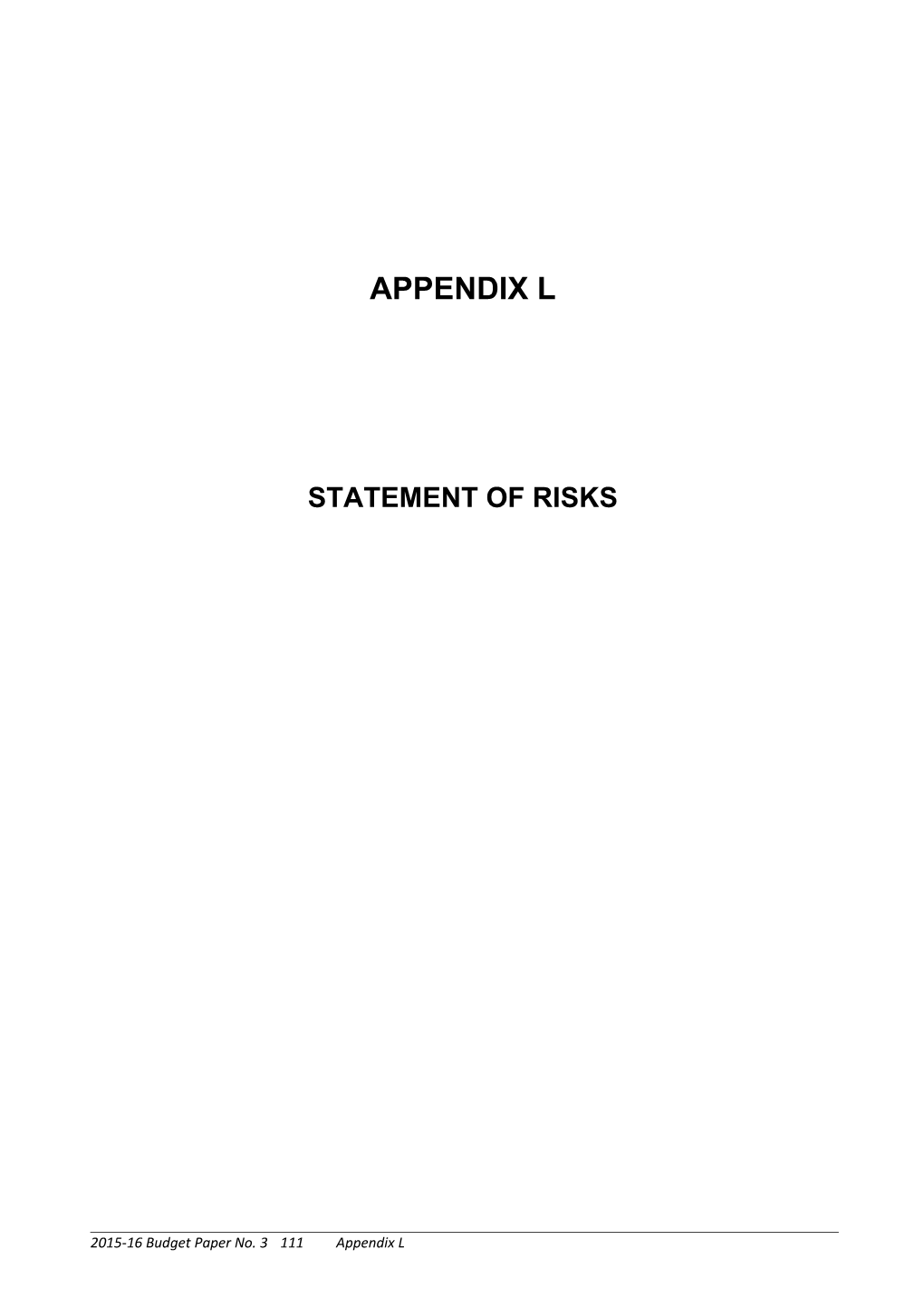Statement of Risks
