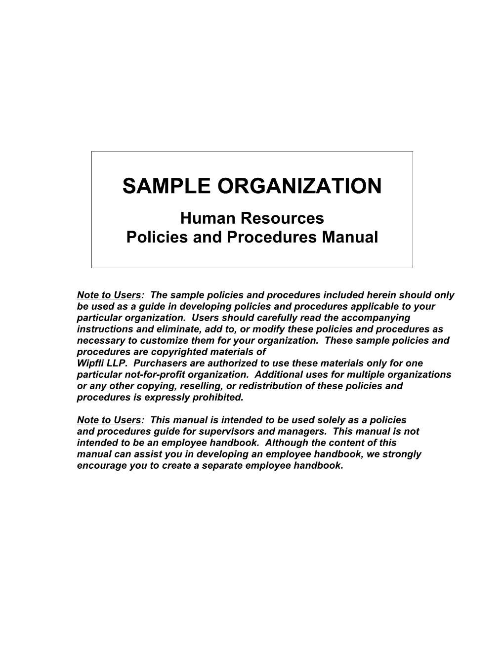 Sample Organization