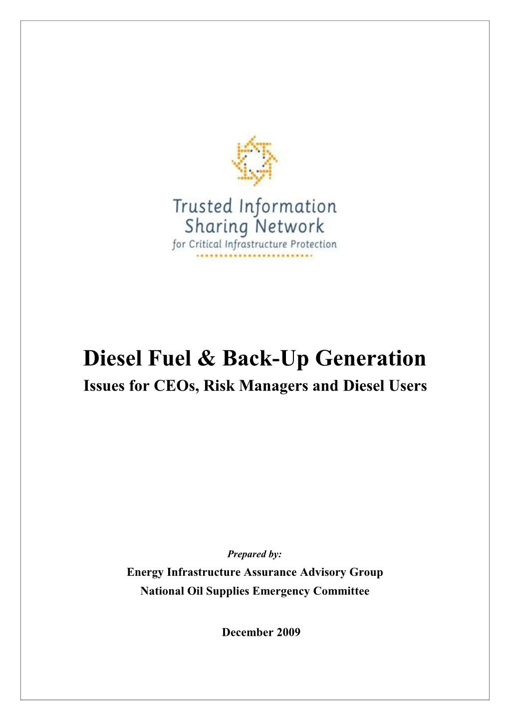 Diesel Fuel and Backup Generators Issues for Ceos and Risk Managers DOC 966KB