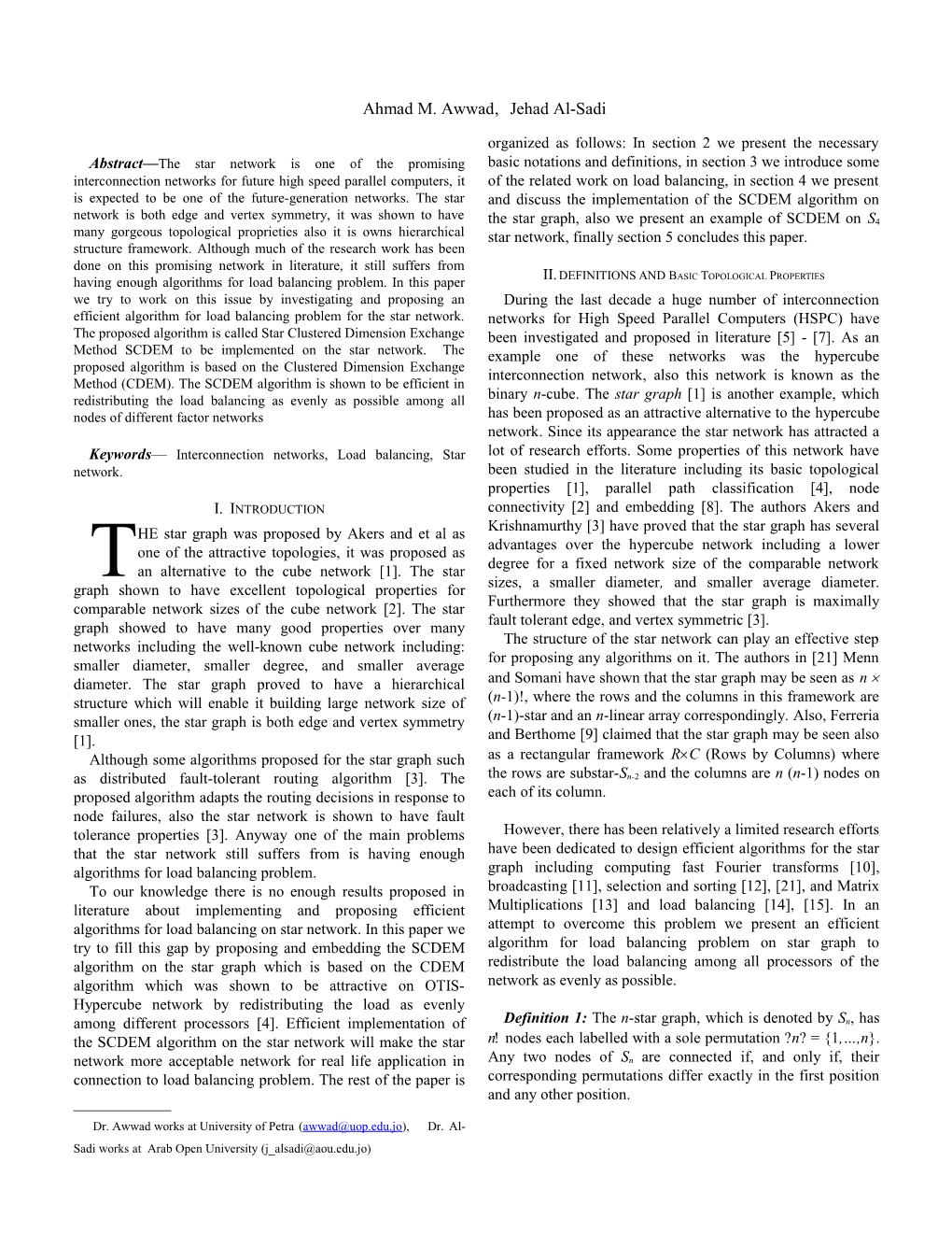 The Load Balancing Algorithm for the Star Interconnection Network