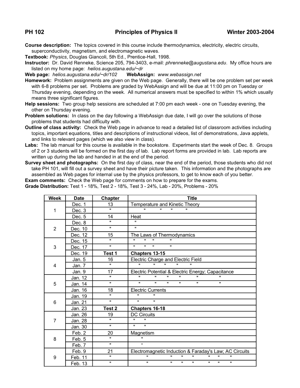 PH 102Principles of Physics Iiwinter 20032004