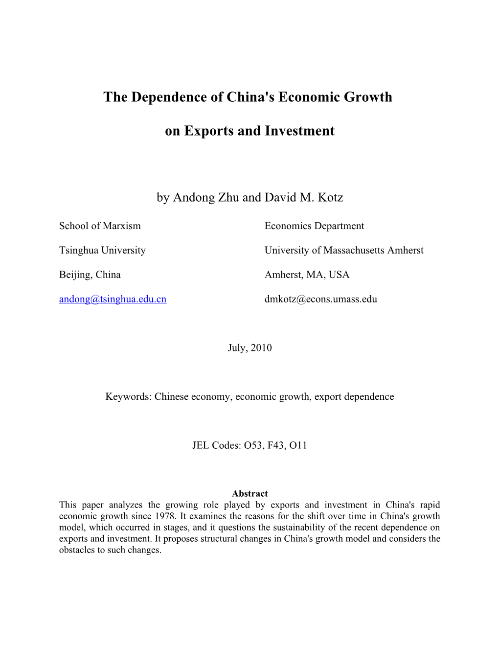 China's Growth Model