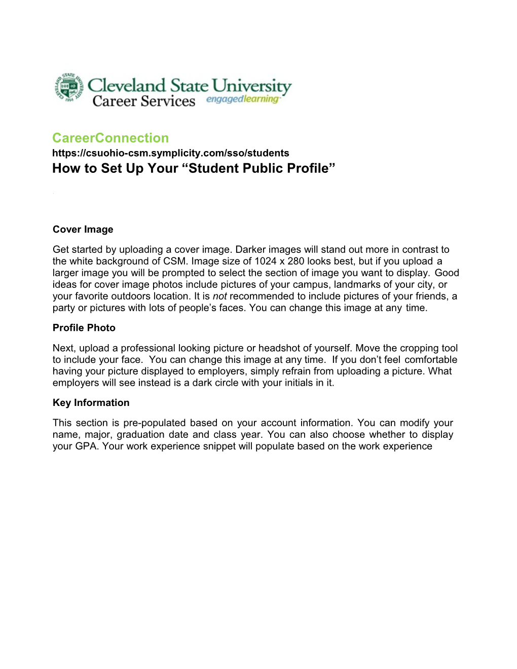 CSM-Public Profile - How to for Students