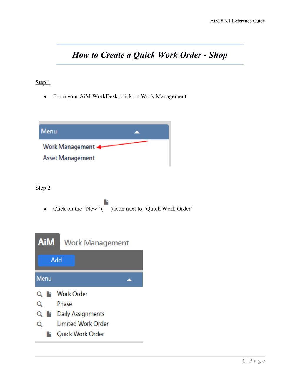 How to Create a Quick Work Order - Shop